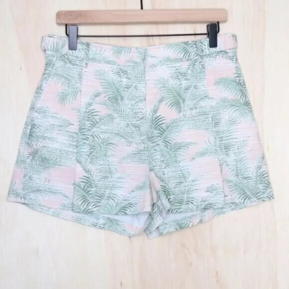NWT ATM Anthony Thomas Melillo Palm-Print Cotton Poplin‎ Shorts Size 4